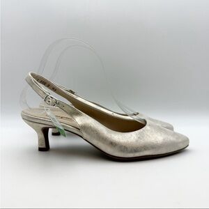 Paul Green Rio Metallic Leather Slingback Heels Women’s 10 NWT Austria